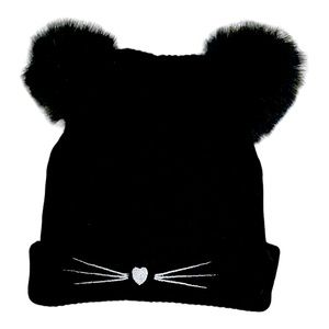 Black Kitty knit hat with ears